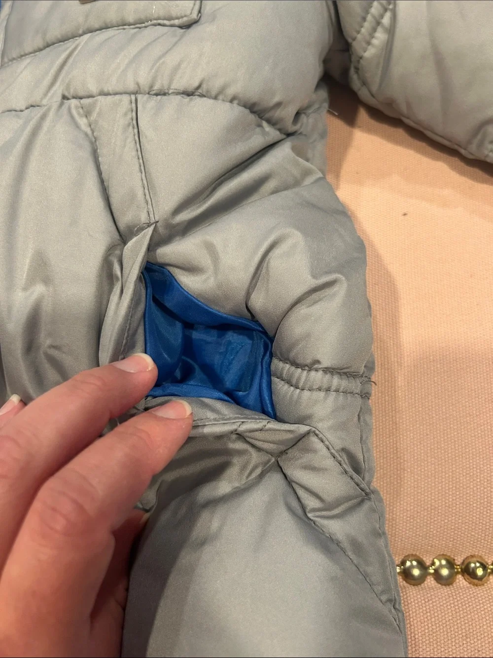 iXtreme Light Gray Puffer Coat with Blue Lining - Hooded Winter Jacket